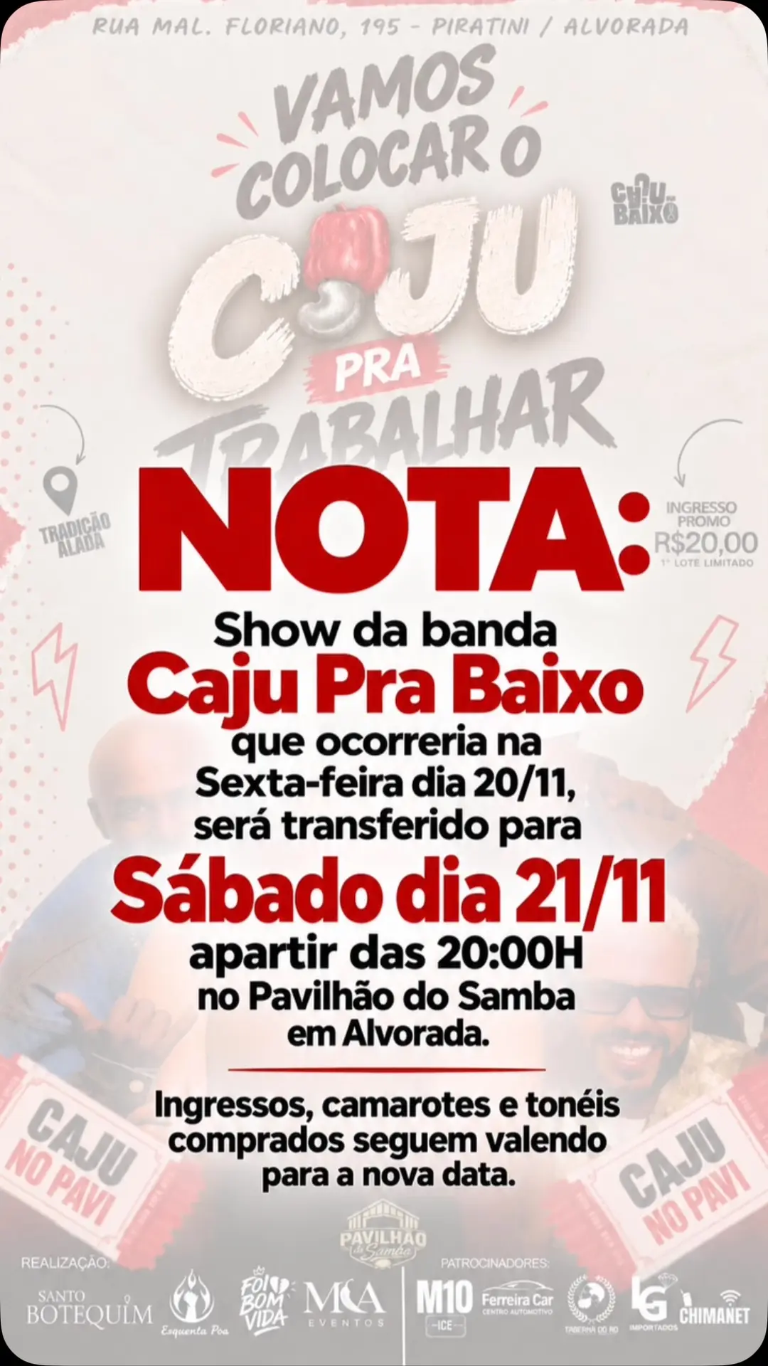 Flyer de Caju Pra Baixo