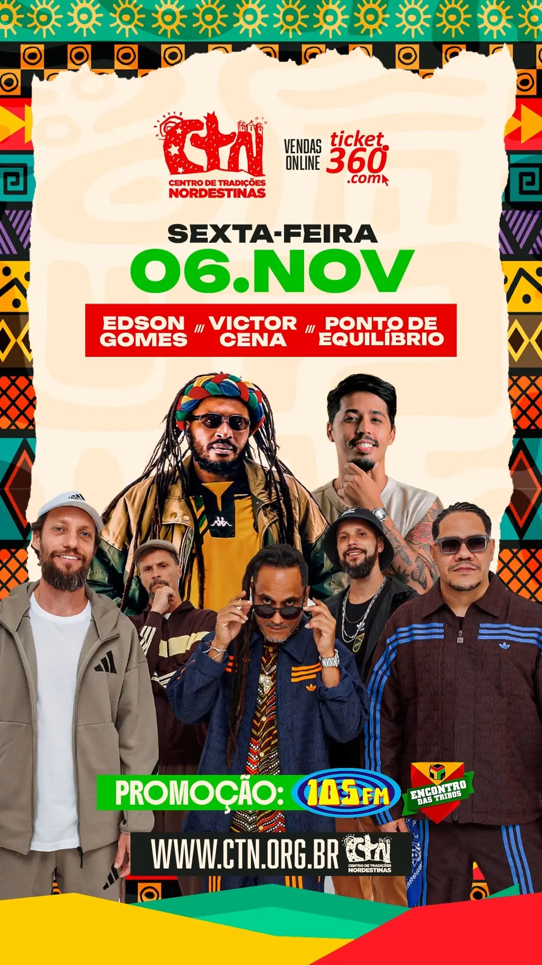 Flyer de Edson Gomes, Ponto de Equilíbrio e Victor Cena