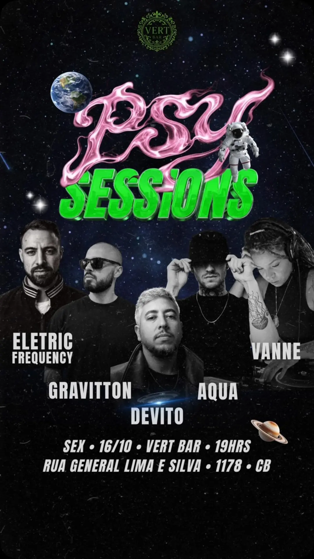 Flyer de DeVito no Beat, Aqua e mais 3 artistas