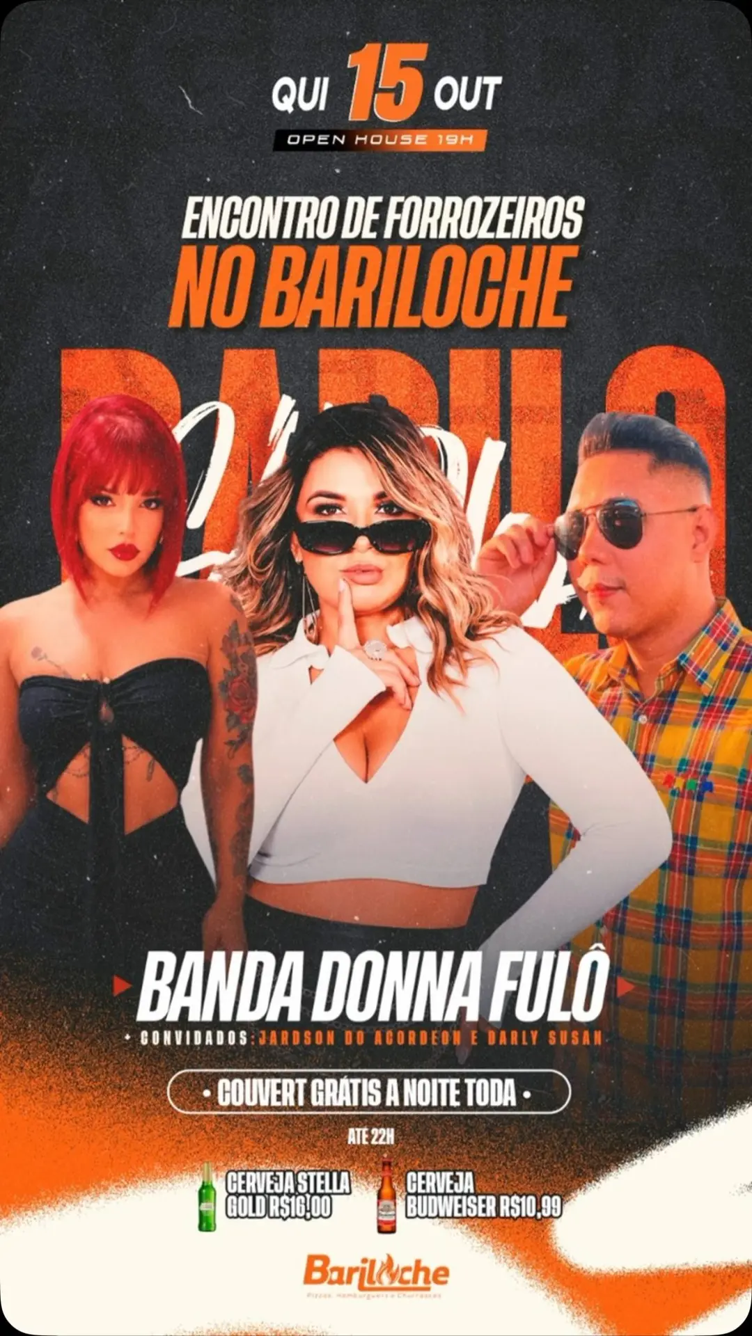 Flyer de Banda Donna Fulô, Jardson do Acordeon e Darly Susan