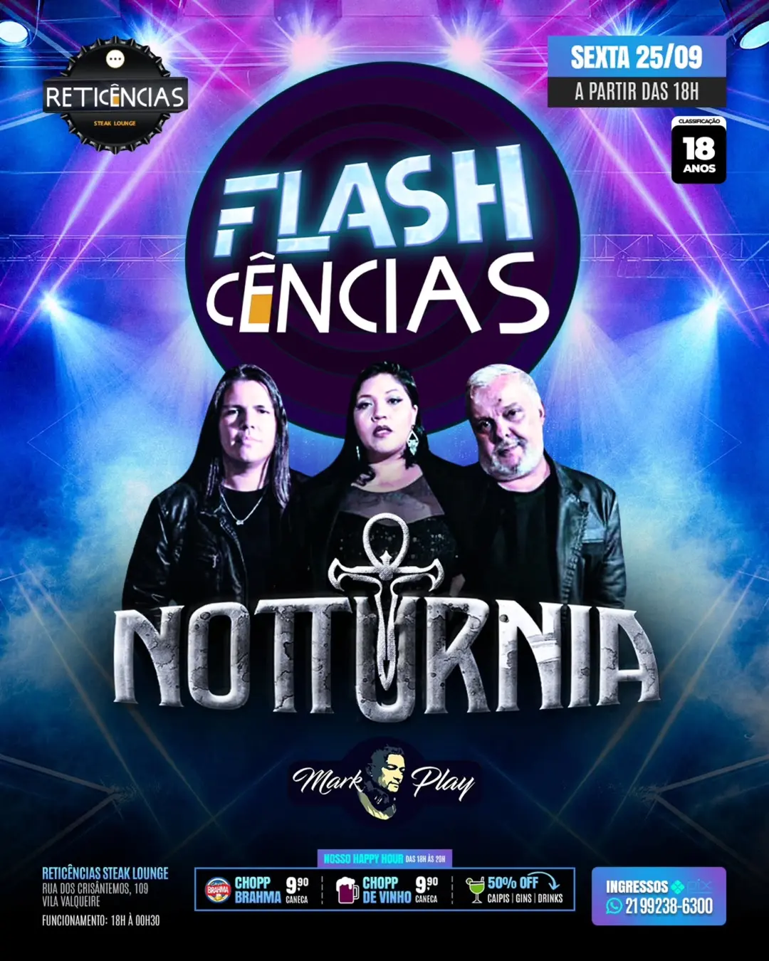 Flyer de Banda Notturnia e DJ Mark Play