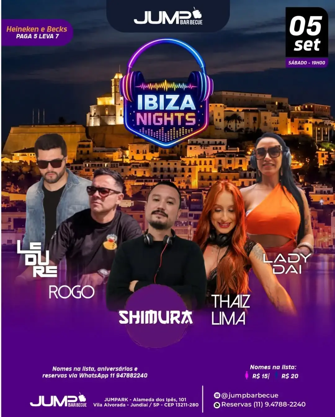Flyer de Rogo Music, Shimura, Le Dure, Lady Daí e Thaiz Lima