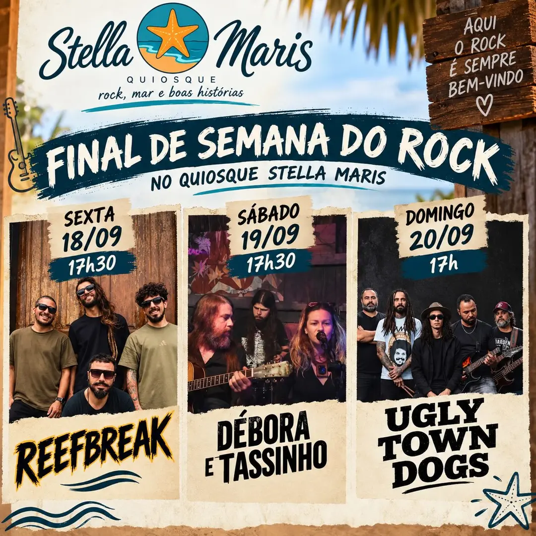 Flyer de Débora e Tassinho, Reefbreak e mais 4 artistas