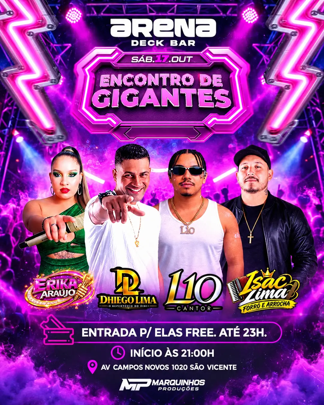 Flyer de Isaac Lima, Erika Araújo, Dhiego Lima e Lio Cantor