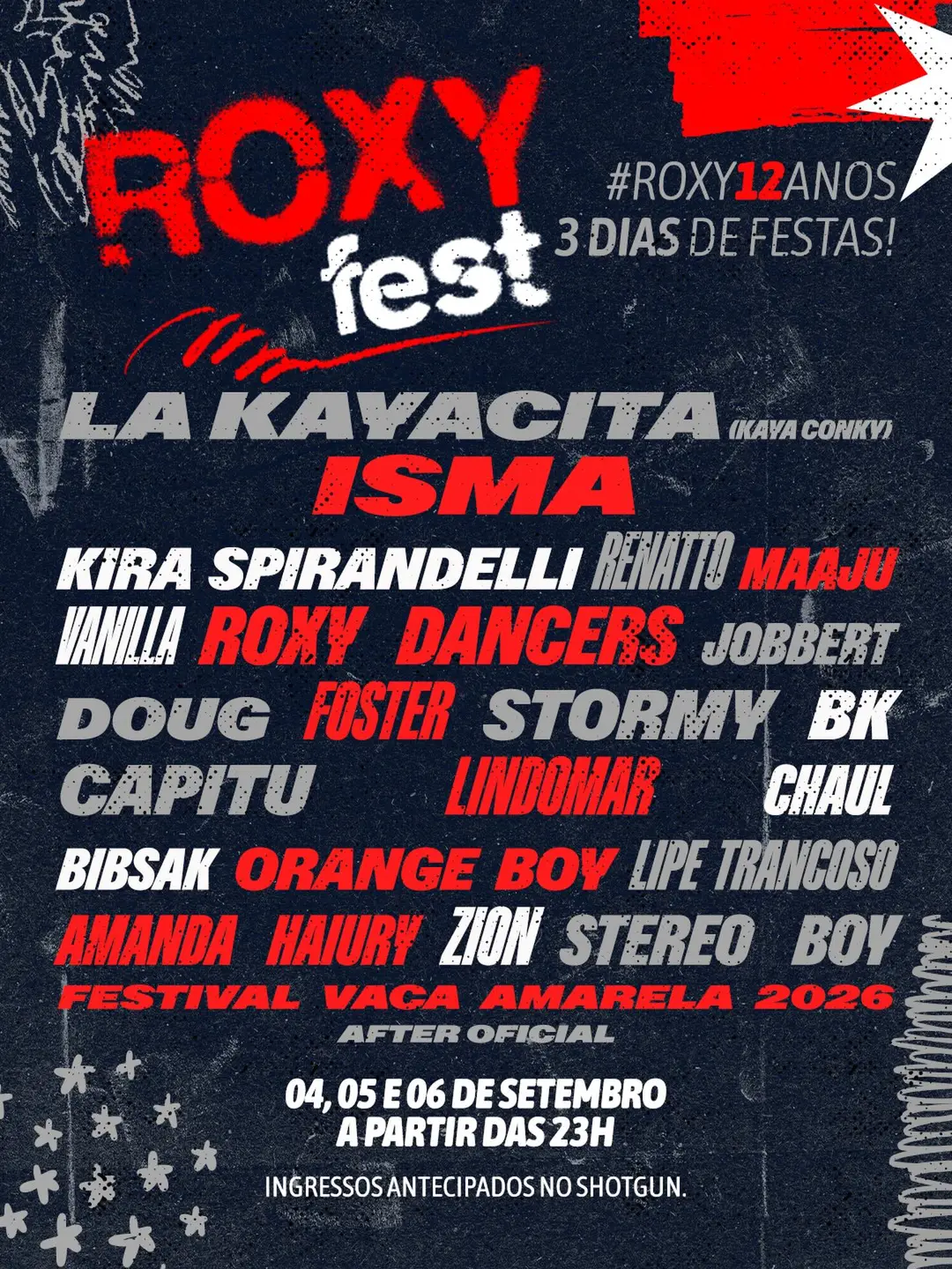 Flyer de Vanilla, Kira, Maaju, Renatto e mais 16 artistas