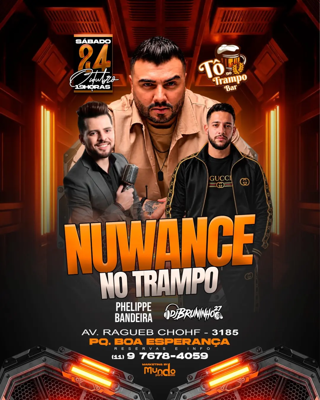 Flyer de Nuwance, Phelippe Bandeira e DJ Bruninho