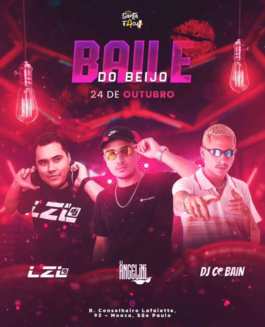 Flyer de Angelini, DJ Cobain e DJ LZ
