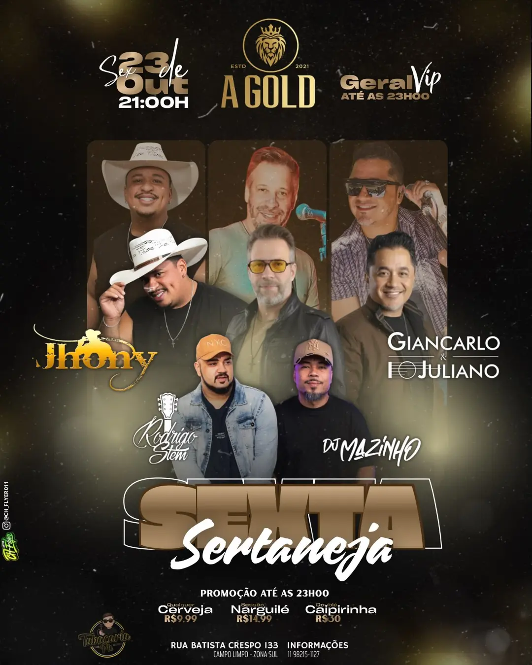 Flyer de Jhony Quadros, Giancarlo e Juliano e mais 2 artistas