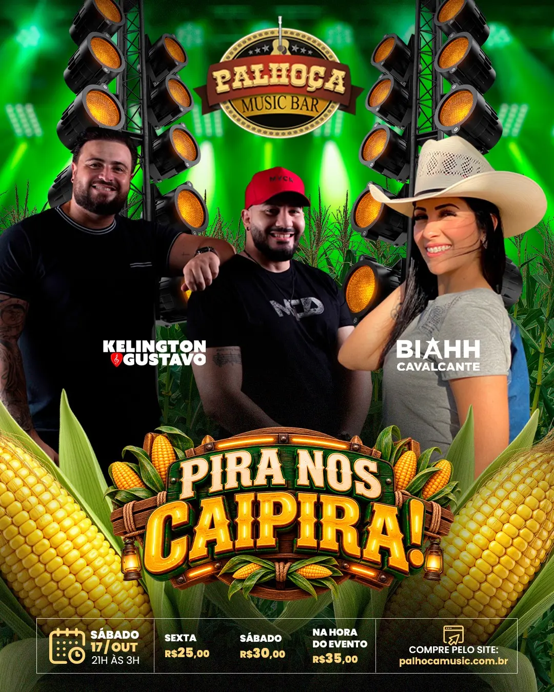 Flyer de Kelington e Gustavo e Biah Cavalcanti