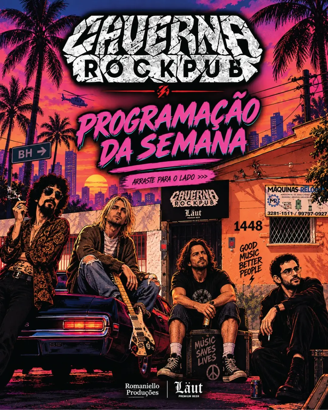 Flyer de Banda Seattle’s, The Homer, Bones e mais 2 artistas