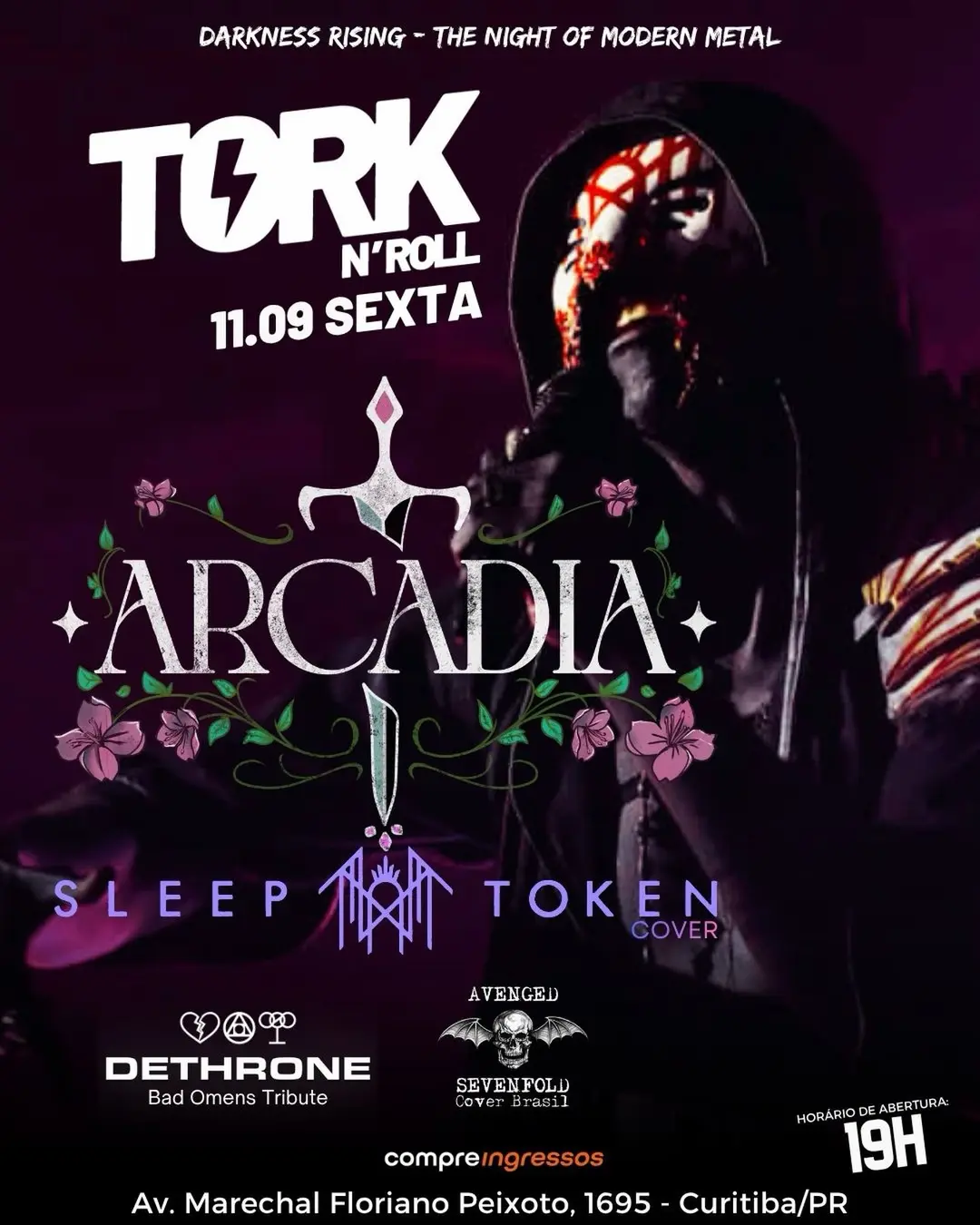 Flyer de Arcadia e Bad Omens Cover