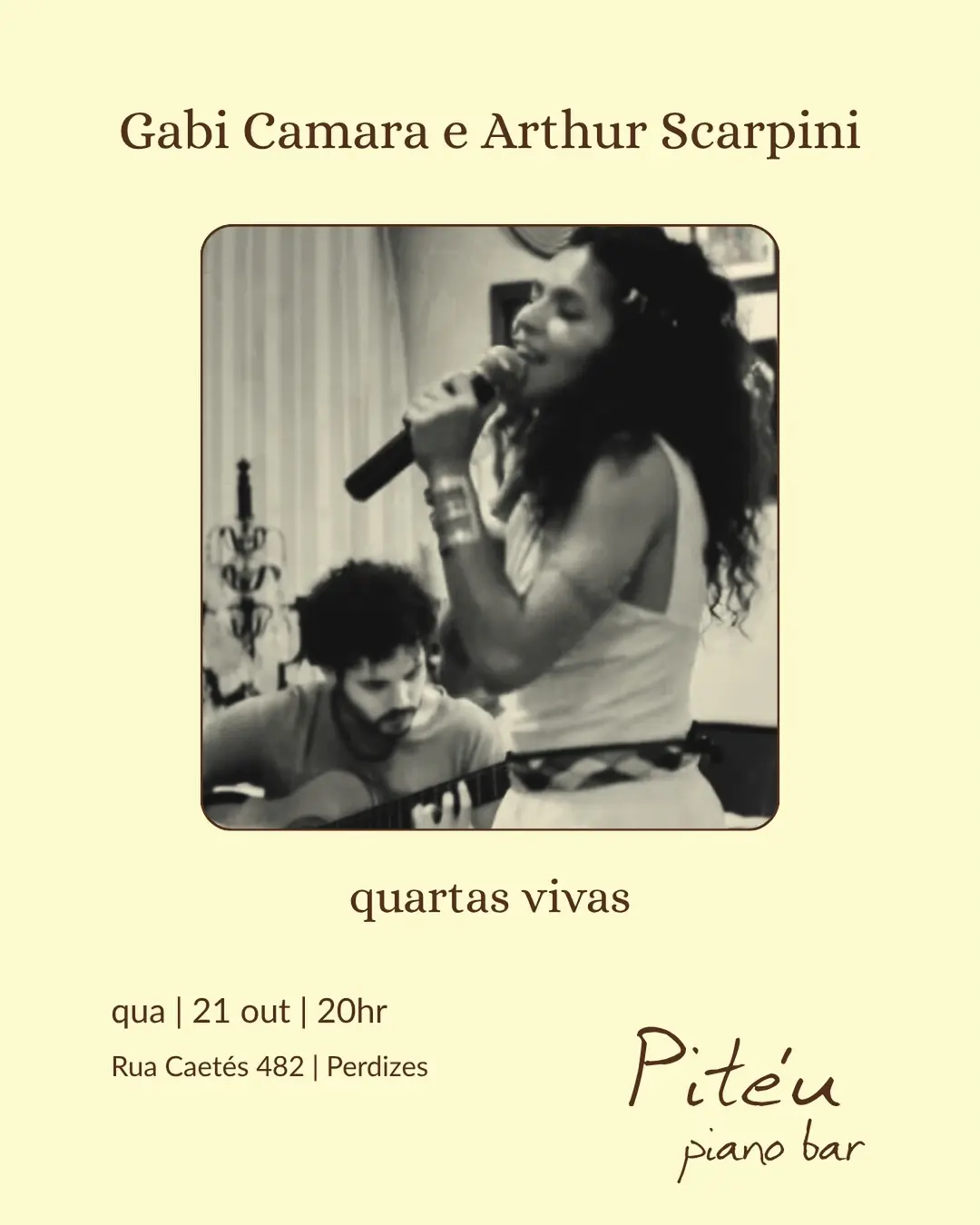 Flyer de Gabi Camará e Arthur Scarpini
