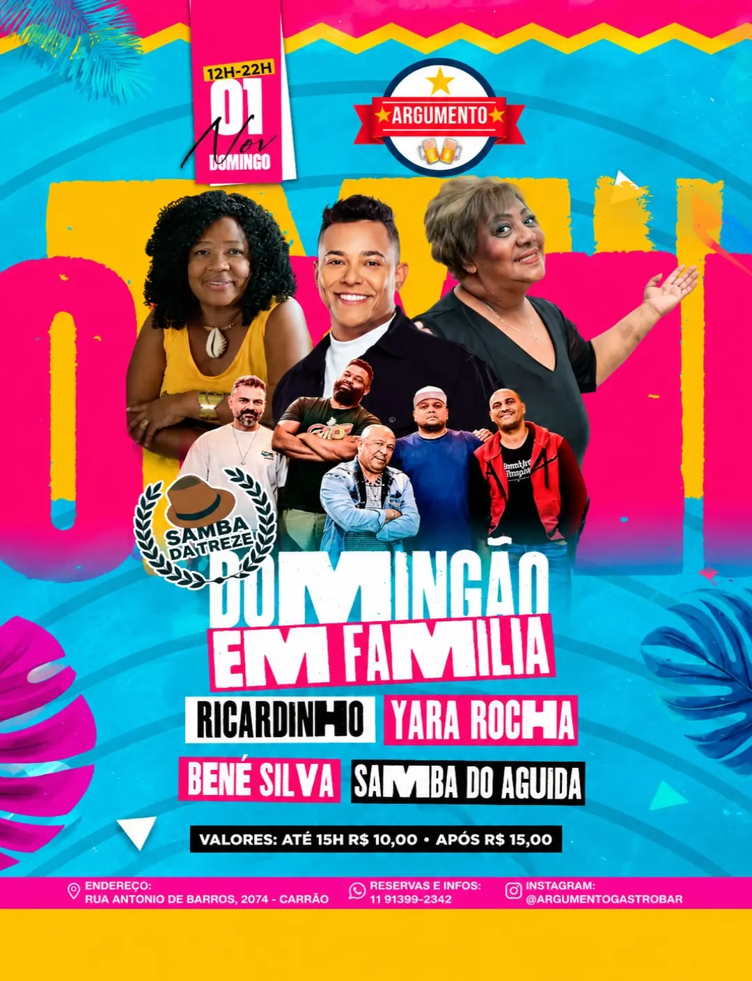 Flyer de Ricardinho, Yara Rocha e mais 4 artistas