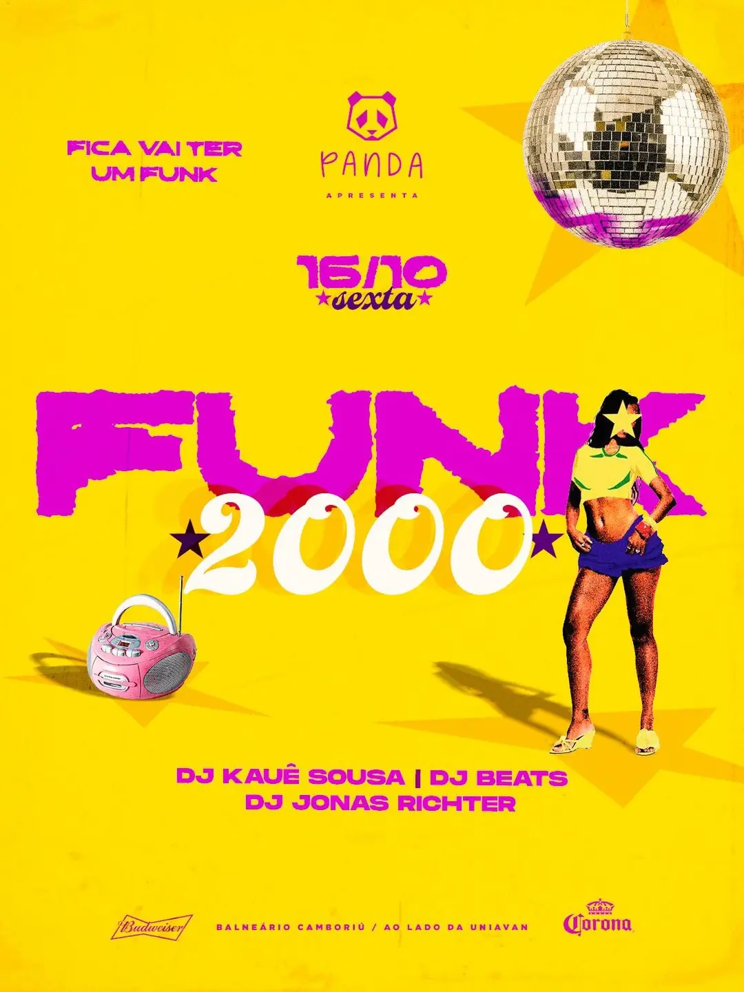 Flyer de Kauê Sousa, DJ Beats, Jonas Richter e Panda Funk 2000