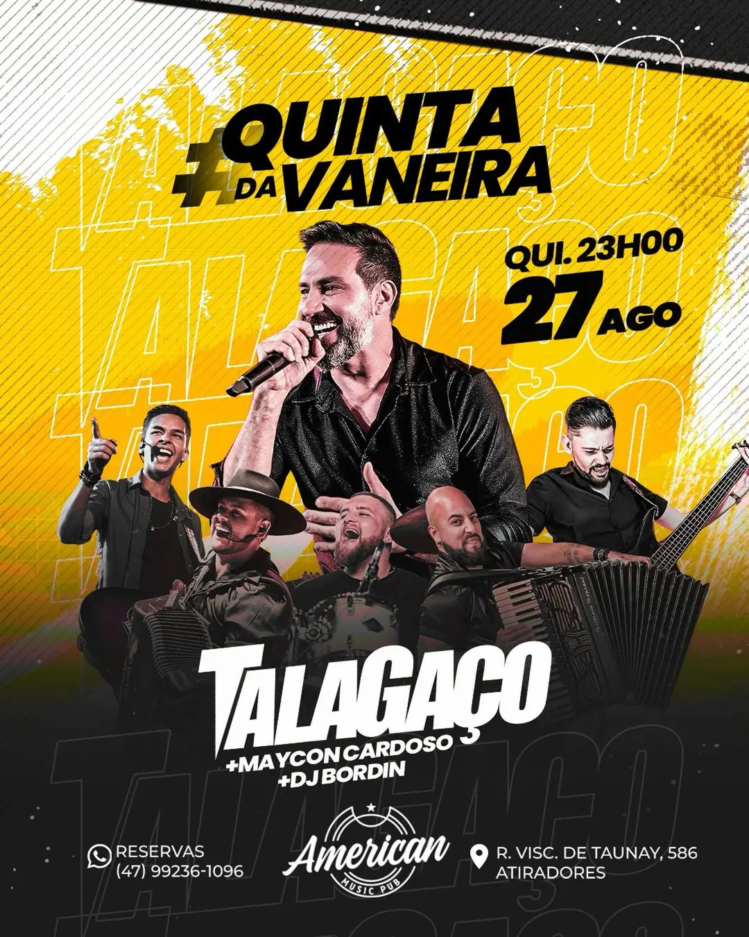 Flyer de Talagaço, Maycon Cardoso e DJ Bordin Oliveira