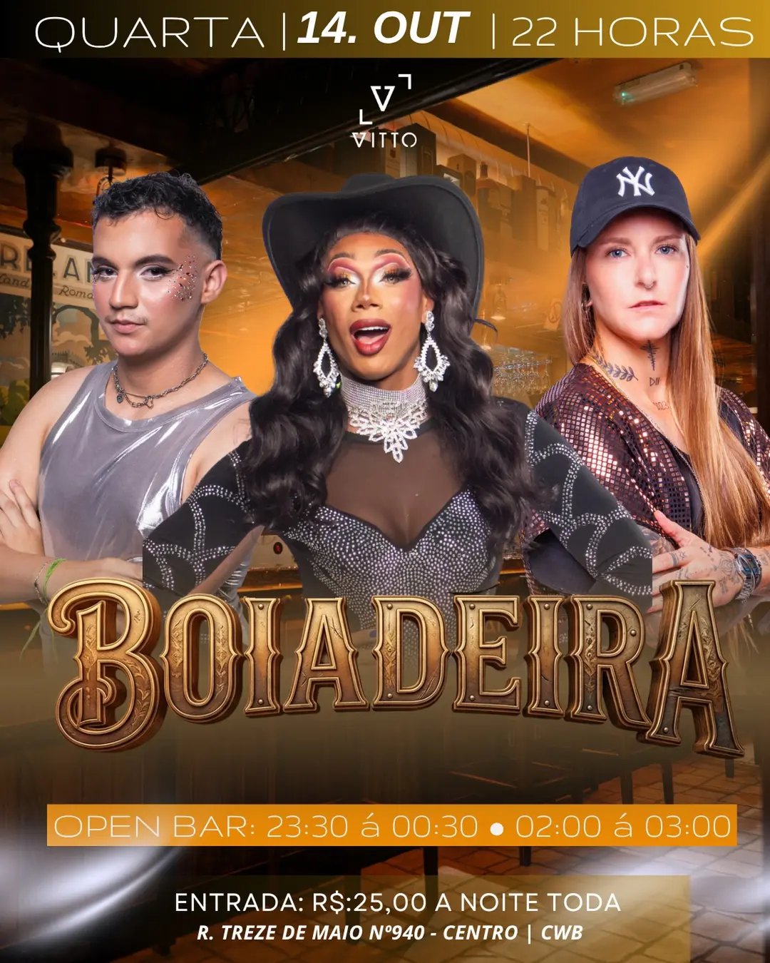 Flyer de Drag Queen Yasmin Carraroh, Vênus e Rosana Emke