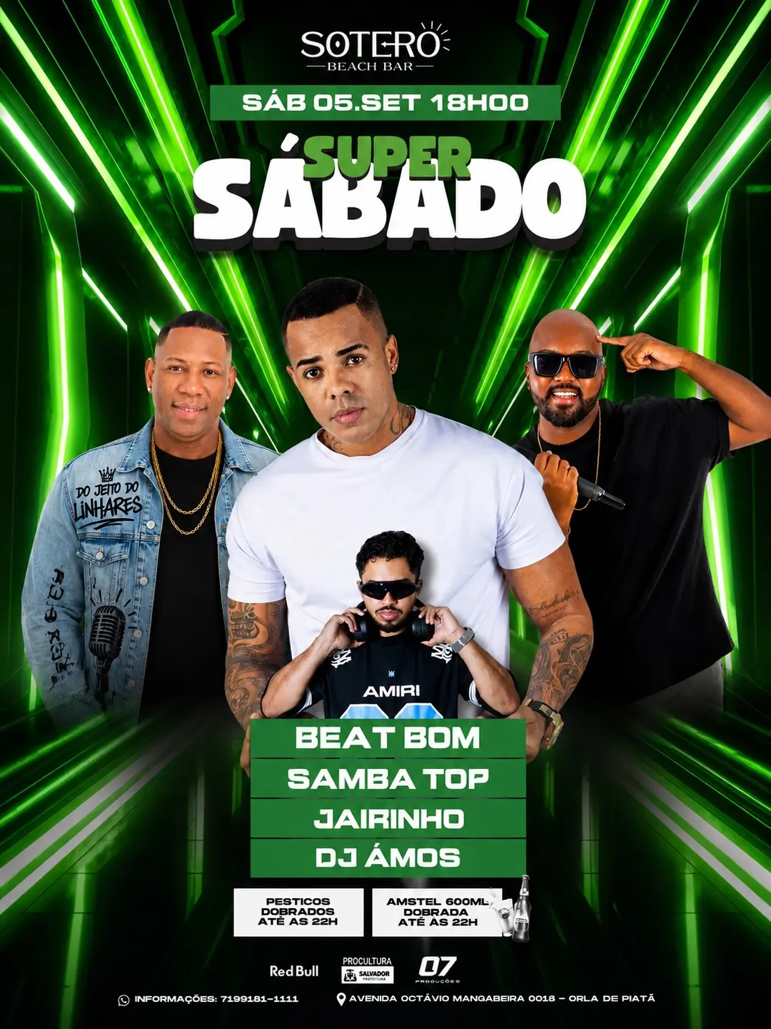 Flyer de Beat Bom Oficial, Samba Top, Jairinho e Amós Carlos