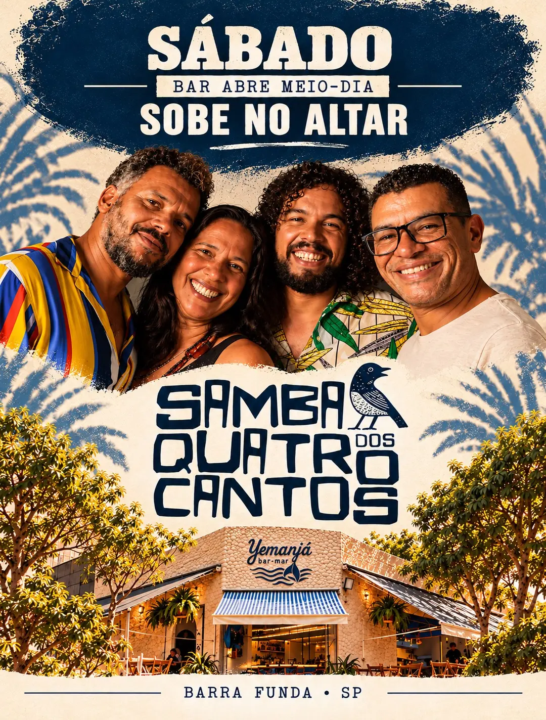 Flyer de Samba dos Quatro Cantos