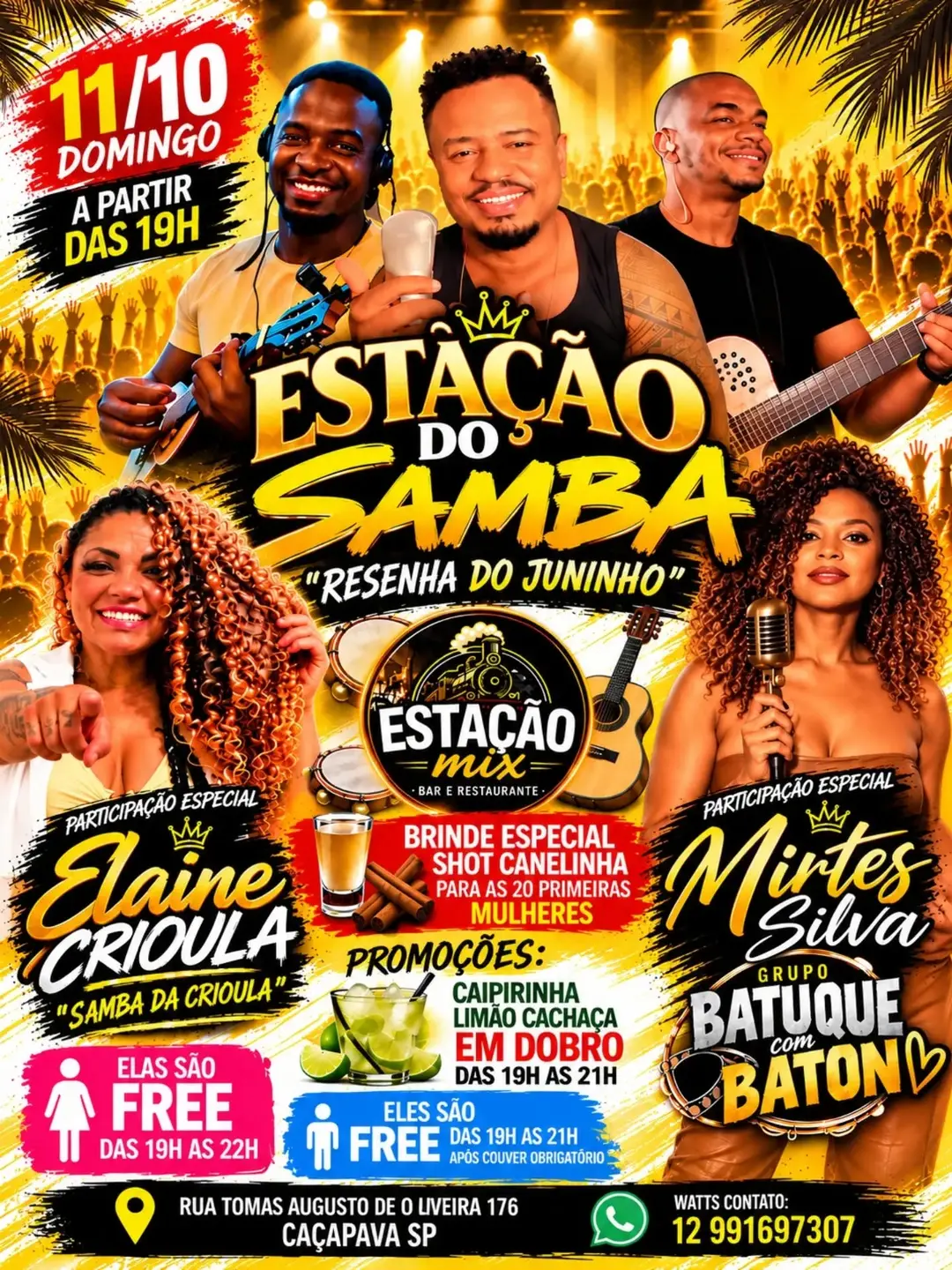 Flyer de Elaine Elaine, Elaine Crioula e mais 7 artistas