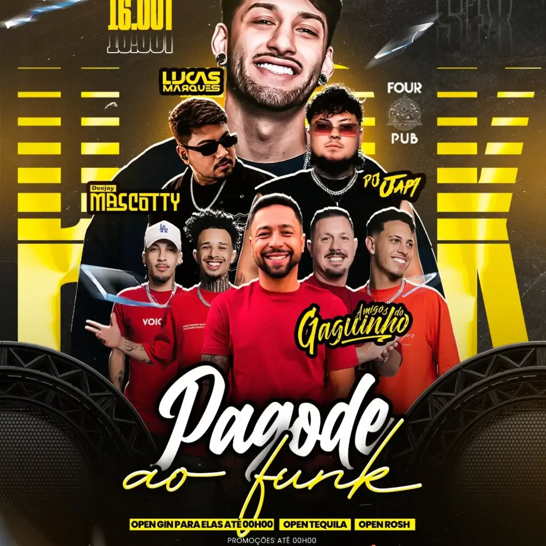 Flyer de Lucas Marques, Deejay MASCOTTY, DJ JAPI e GAGUINHO