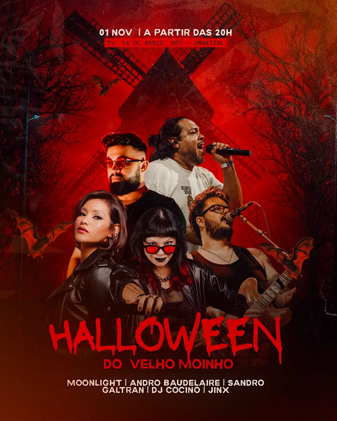 Flyer de Andro Baudelaire, Jinx, Moonlight e mais 2 artistas