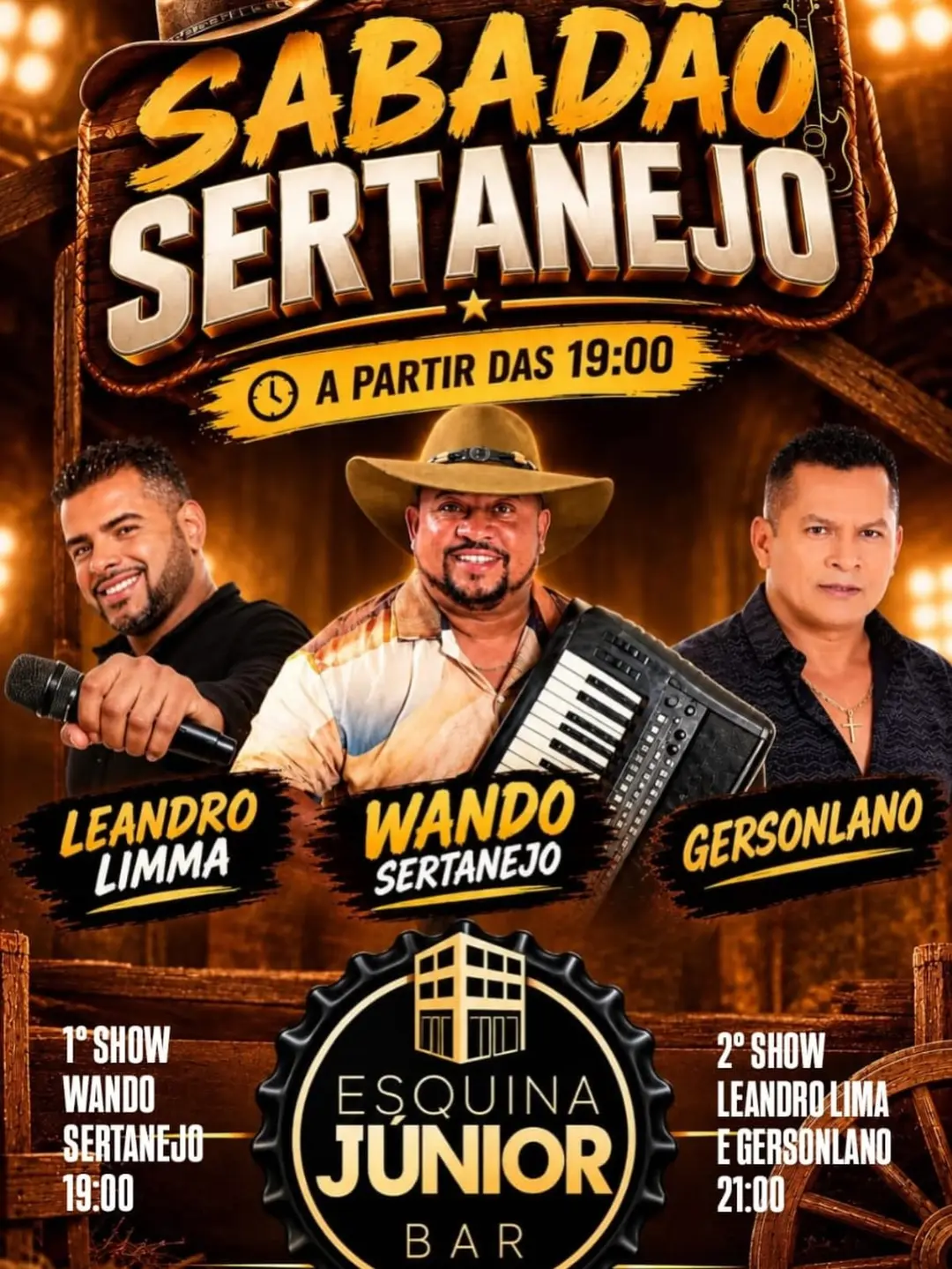 Flyer de Wando Sertanejo e Leandro Lima e Gersonlano