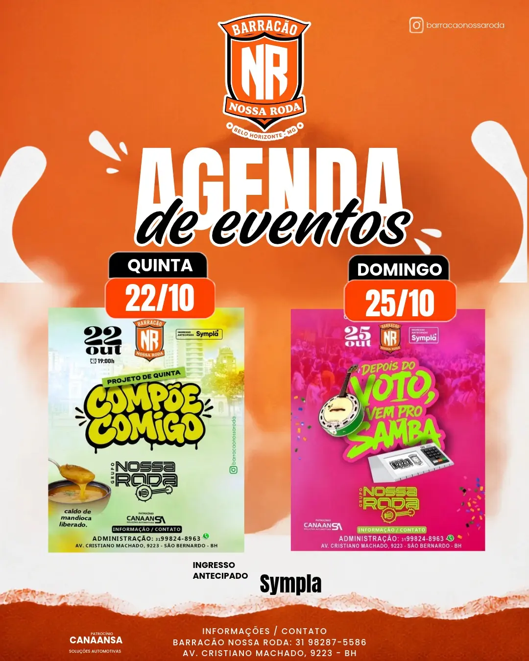 Flyer de Compõe Comigo e Grupo Nossa Roda