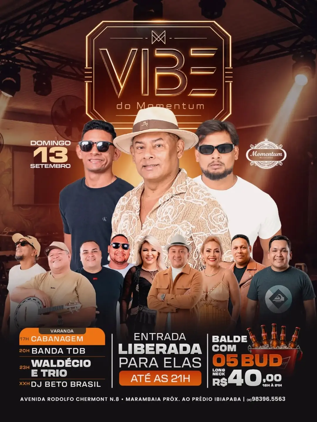Flyer de Waldecio e Trio, CabanaGem e Banda TDB