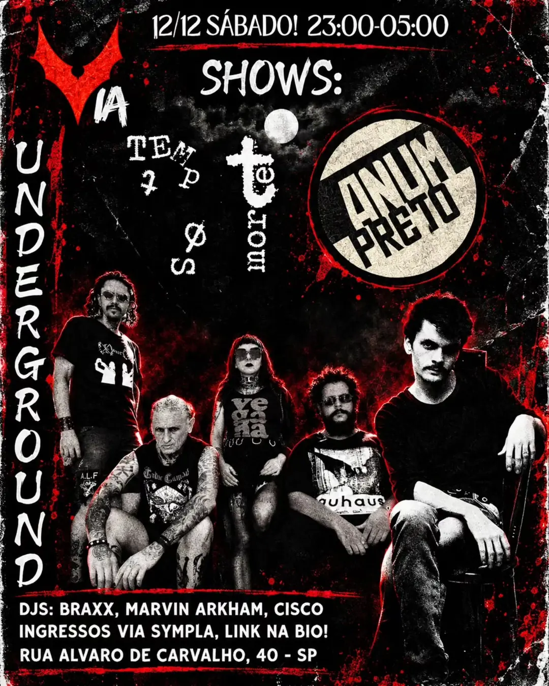 Flyer de Tempos de Morte e Anum Preto