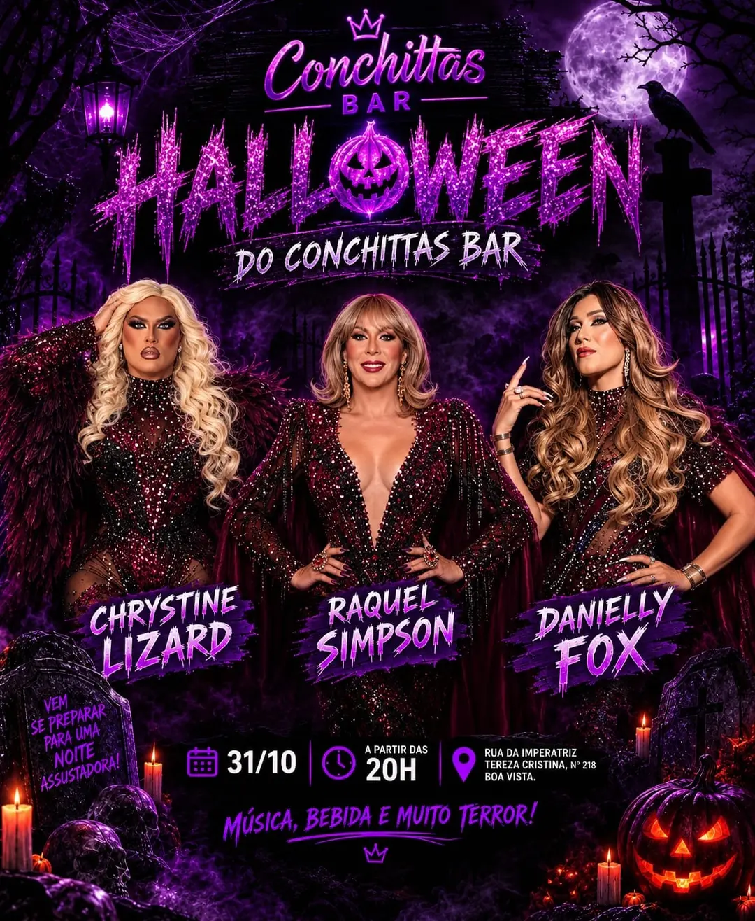 Flyer de Chrystine Lizard, Raquel Simpson e Danielly Fox