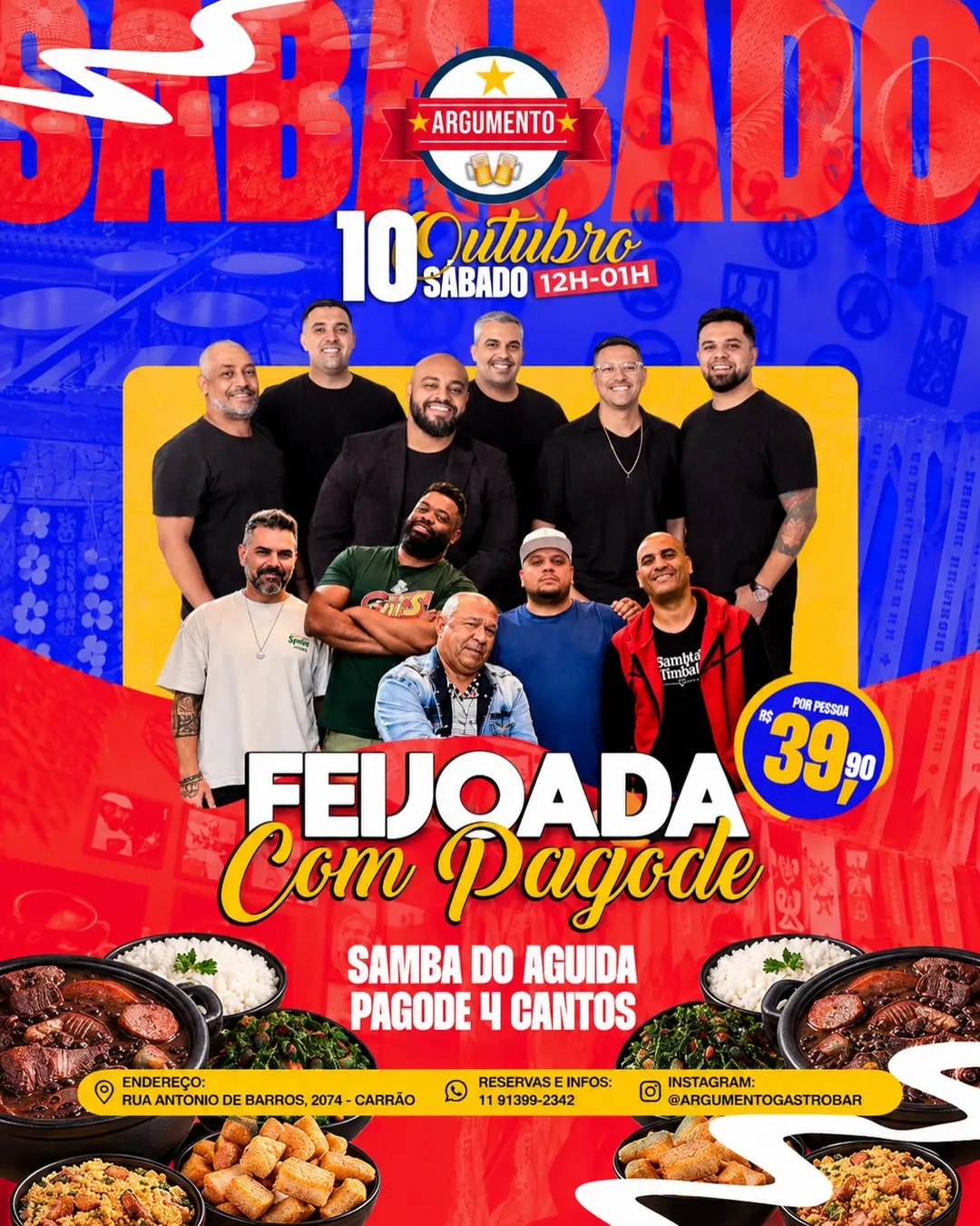 Flyer de Samba do Aguidá e Pagode 4 Cantos