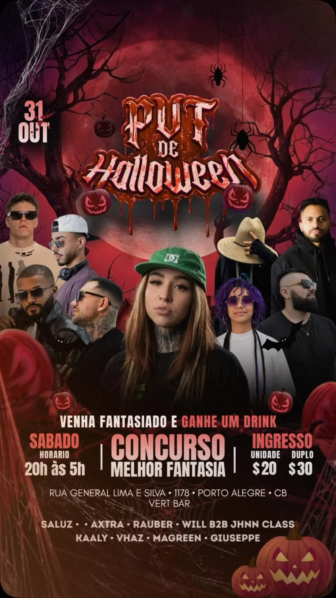 Flyer de Saluz, Axtra, Rauber e mais 5 artistas