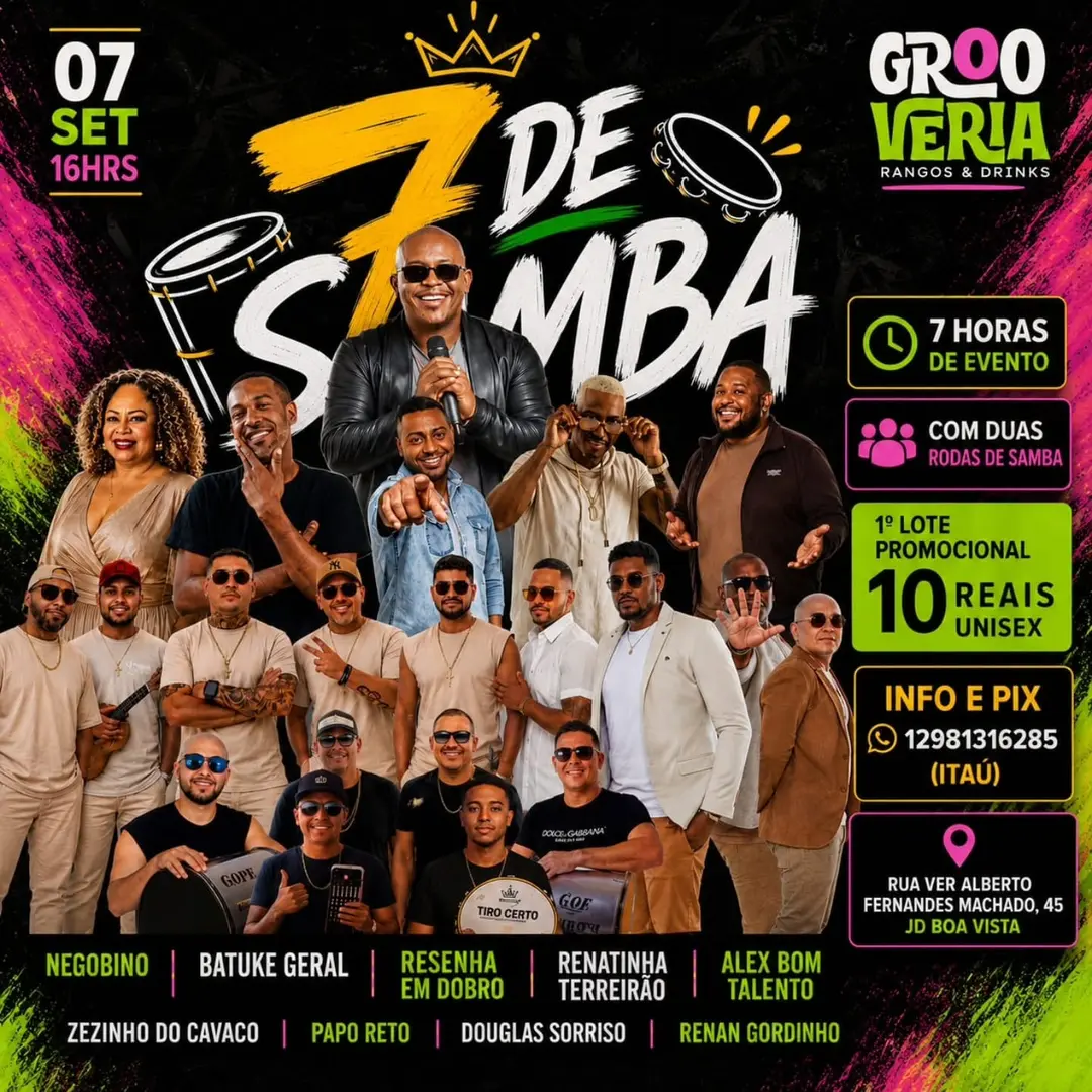 Flyer de Grupo Batuke Geral - BKG, Nego Bino e mais 8 artistas