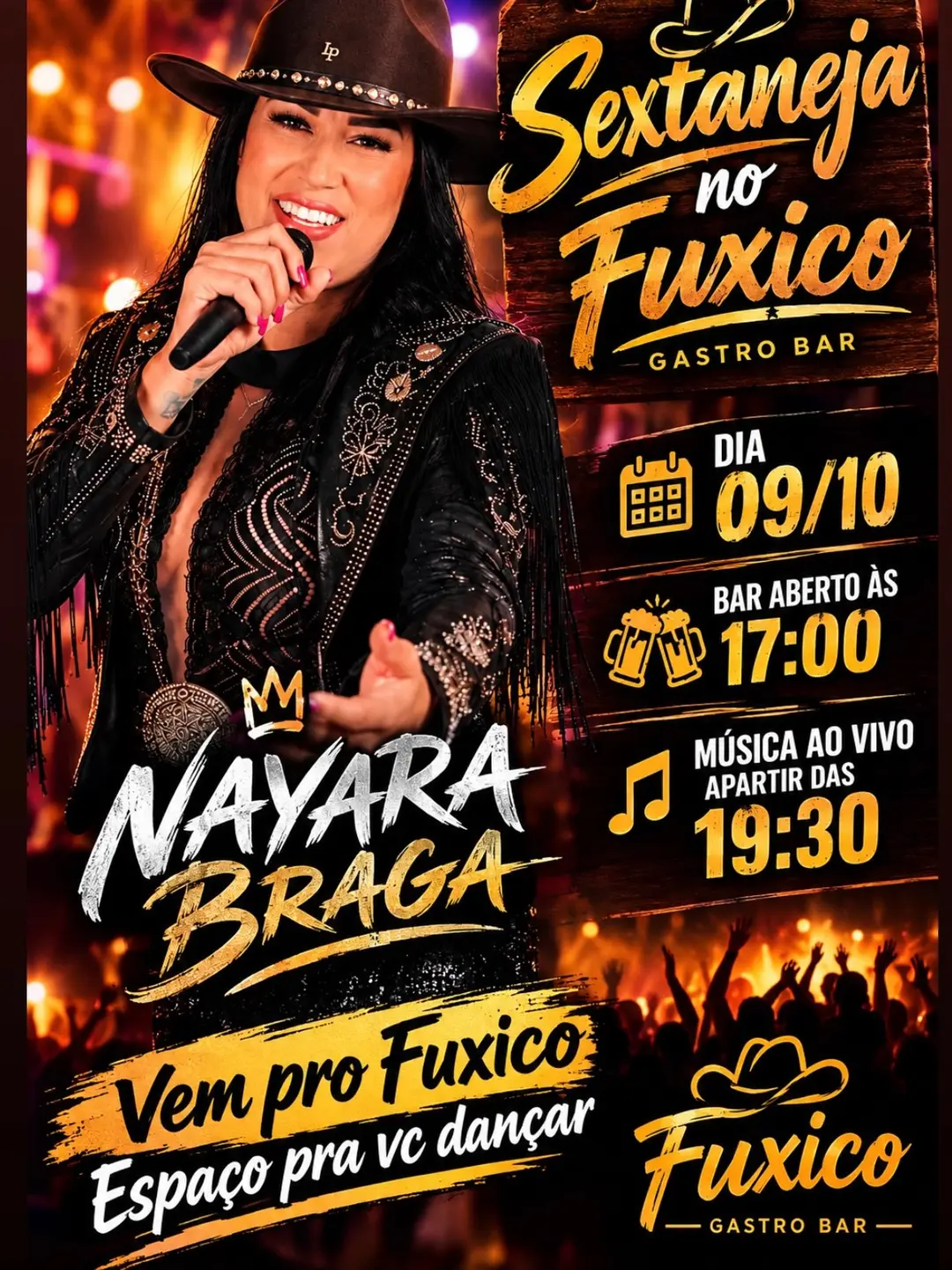 Flyer de Nayara Braga, Fábio e Faria e Moises