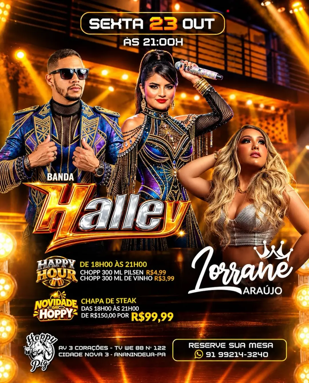 Flyer de Banda Halley e Lorrane Araújo