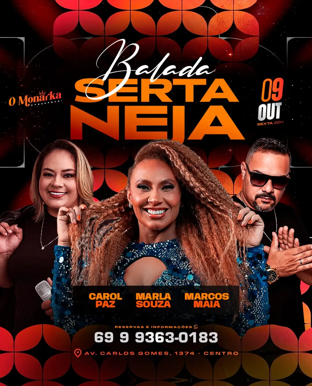 Flyer de Marcos Maia, Marla Souza e mais 3 artistas