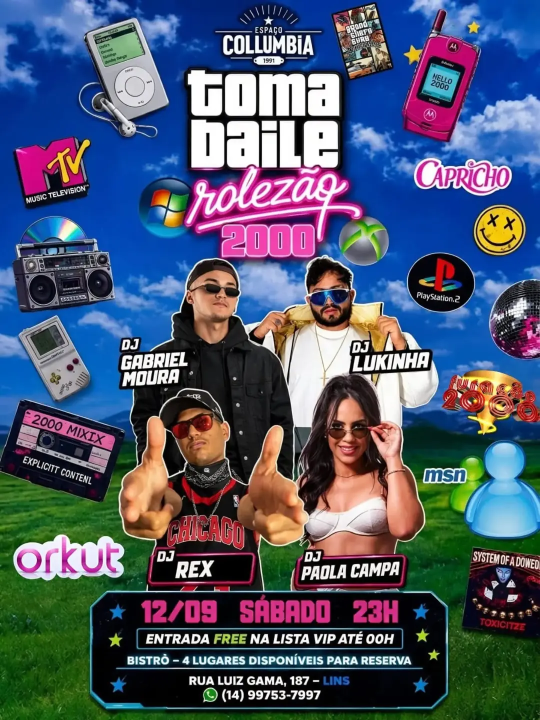 Flyer de Paola Campa, Gabriel Moura, DJ Lukinha e Rex