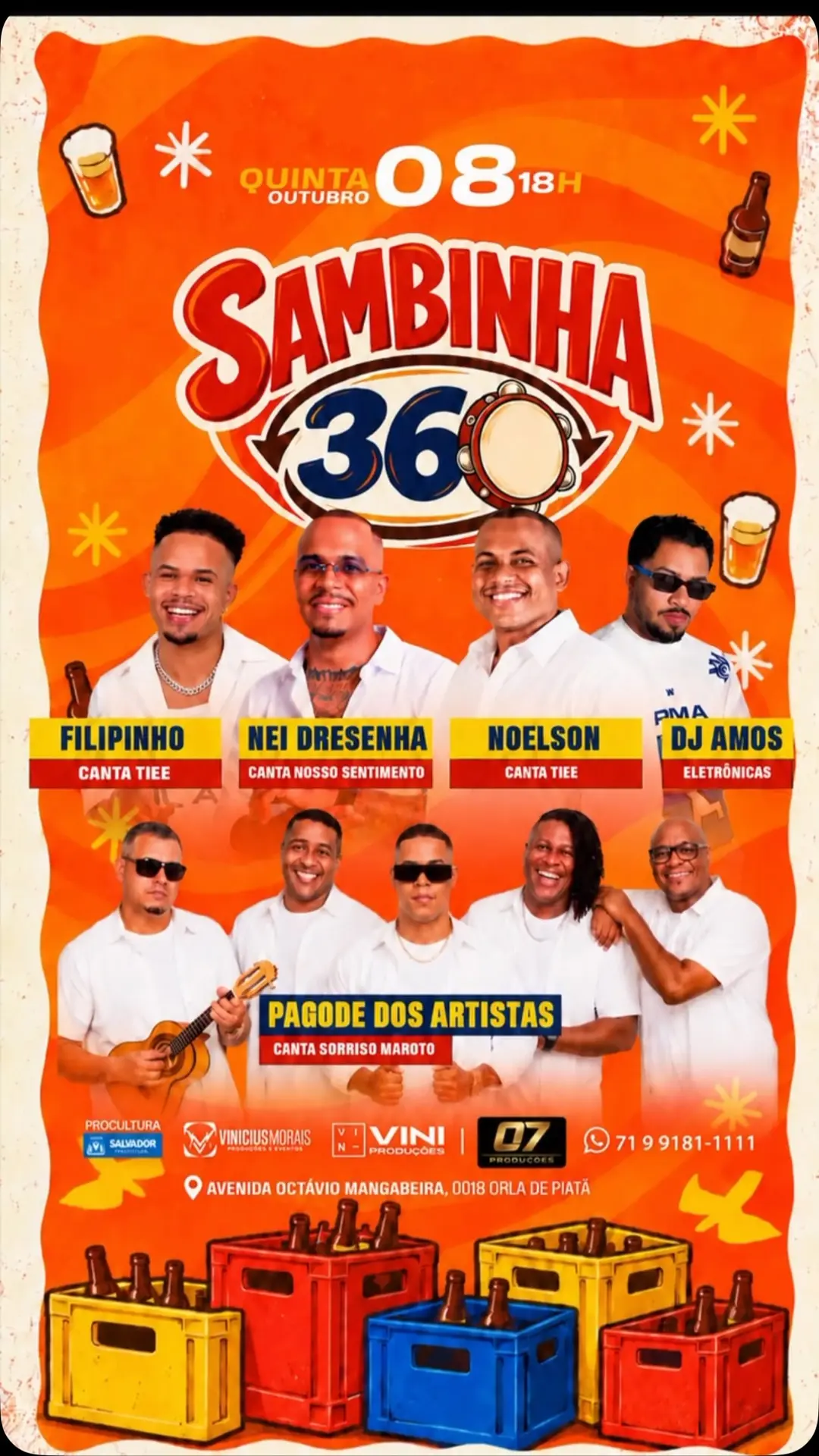 Flyer de Pagode dos Artistas, O Garoto e mais 3 artistas