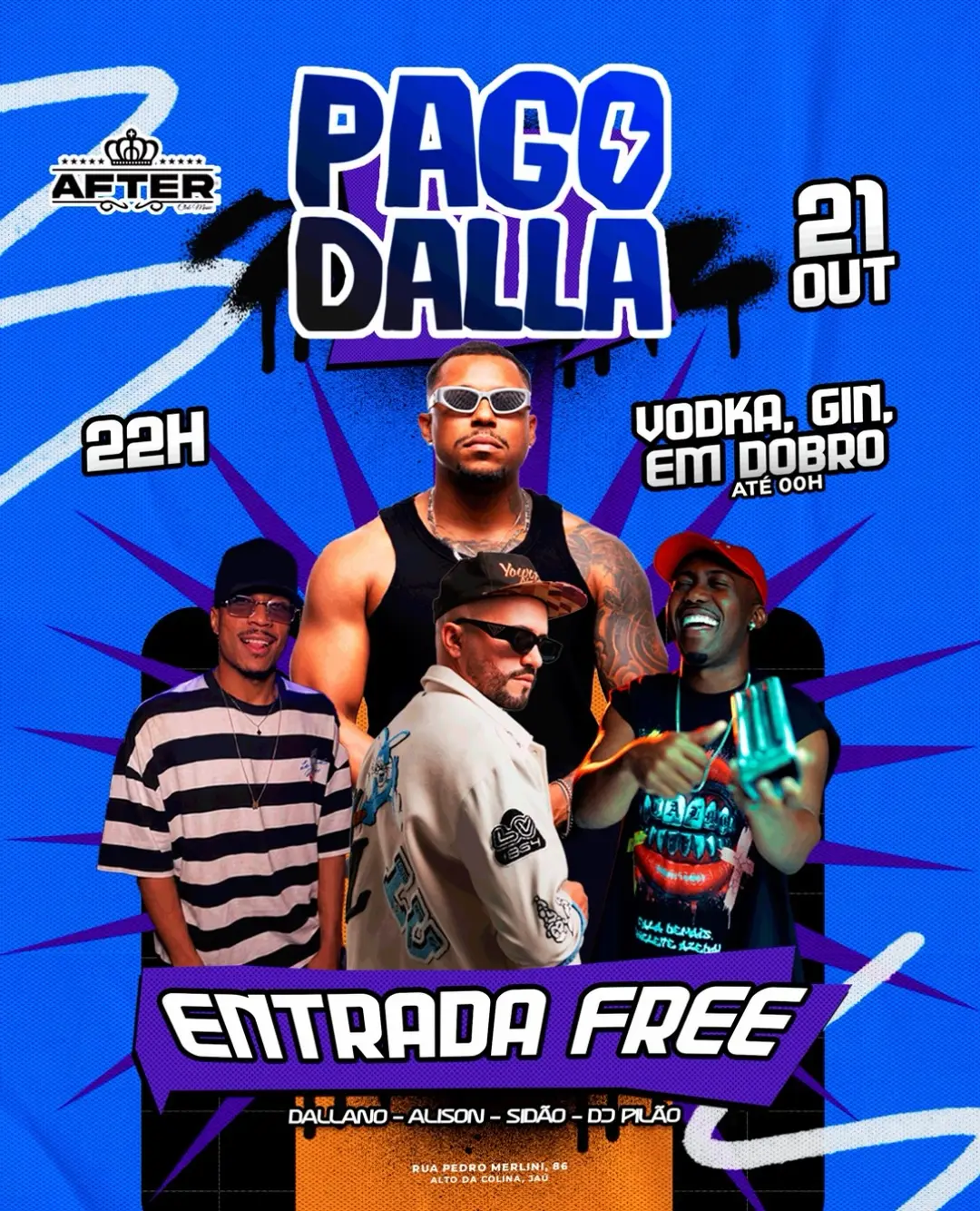 Flyer de Pagode do Sidão, Pagodalla, Alisson AS e DJ Pilão