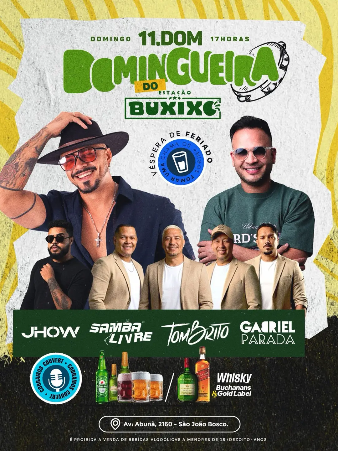 Flyer de Jhow, Samba Livre, Gabriel Parada e Tom Britto