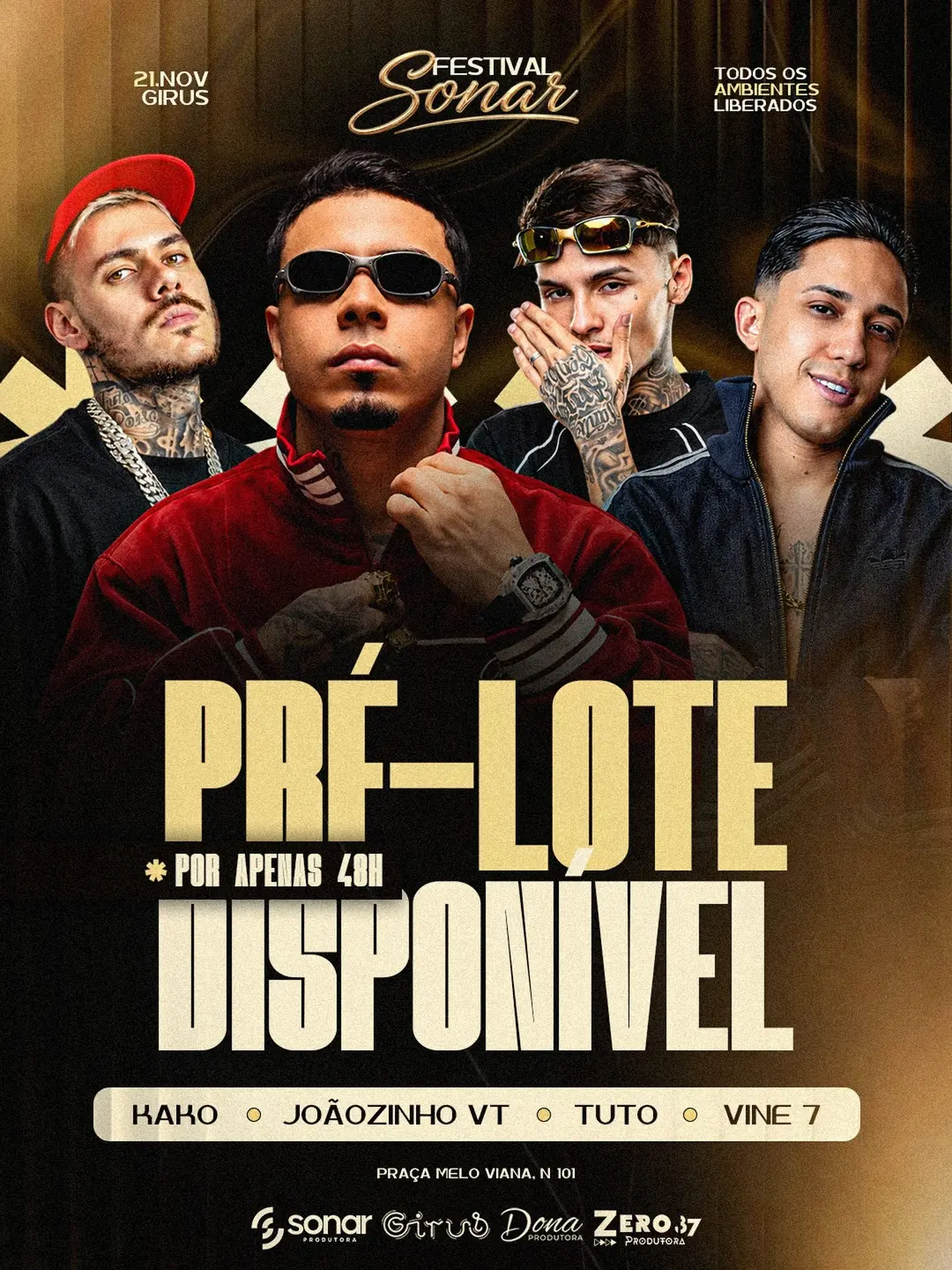 Flyer de Kako, Tuto, Joaozinho VT e MC Vine7