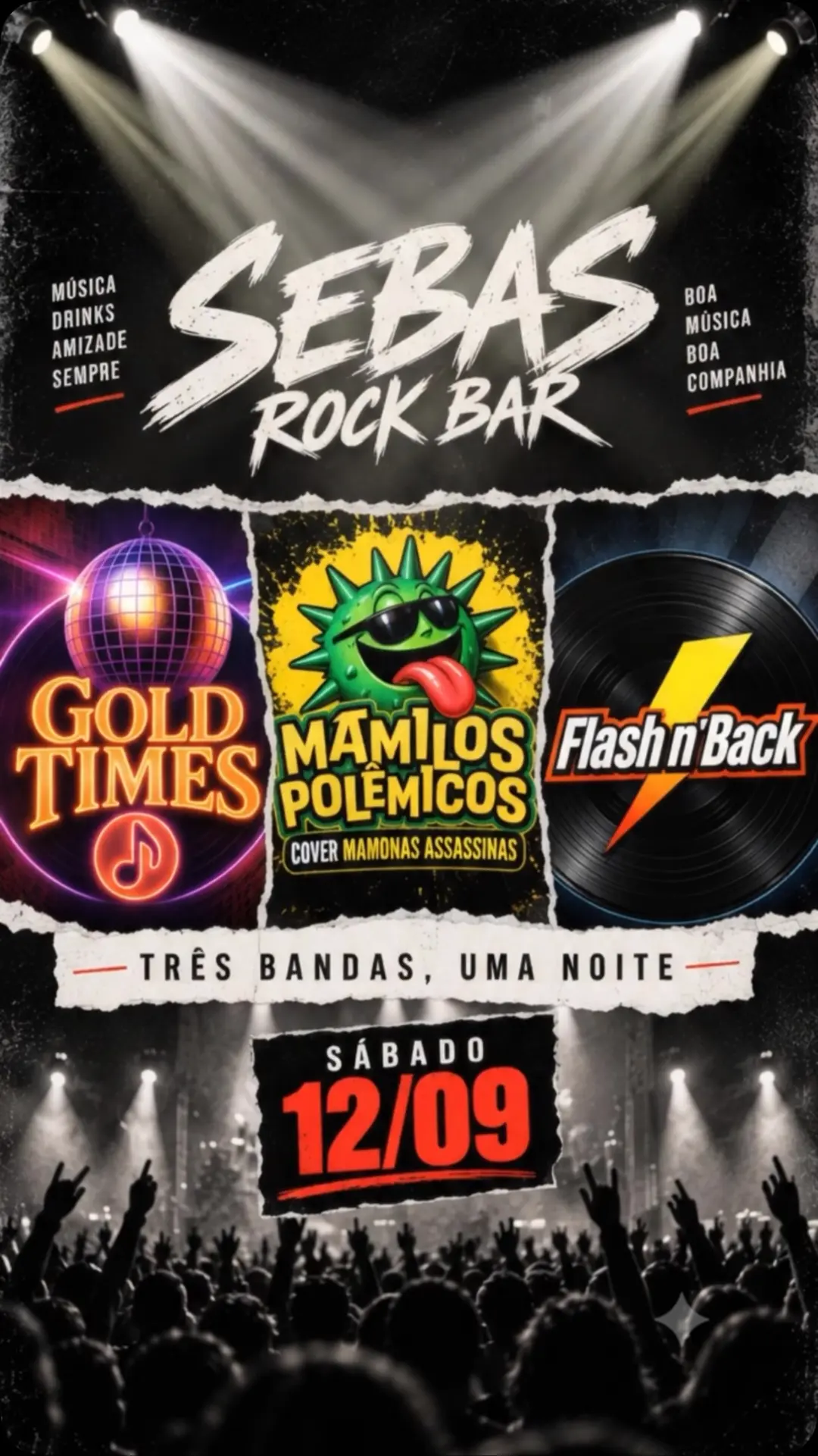 Flyer de Banda Flash n Back, Mamilos Polêmicos e mais 1 artista