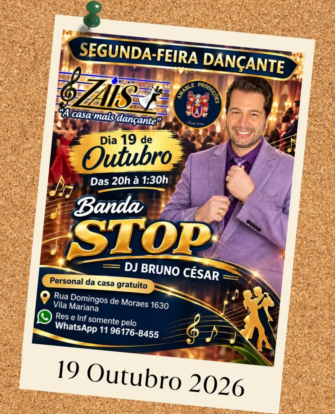 Flyer de Banda Stop e DJ Bruno César
