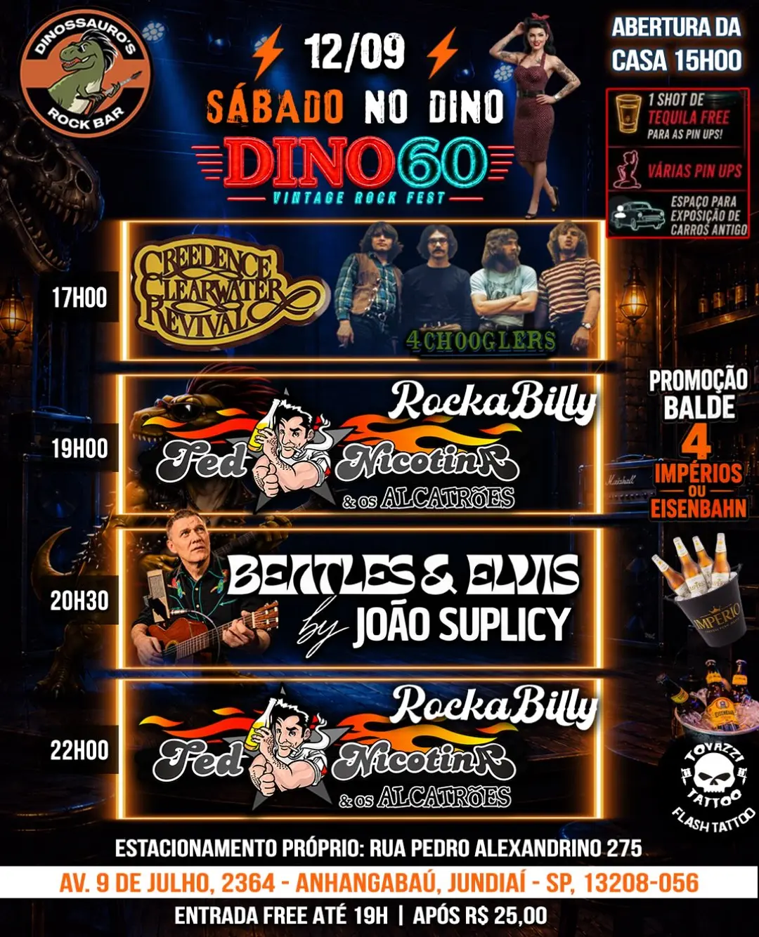 Flyer de Ted Nicotina & Os Alcatrões e mais 3 artistas