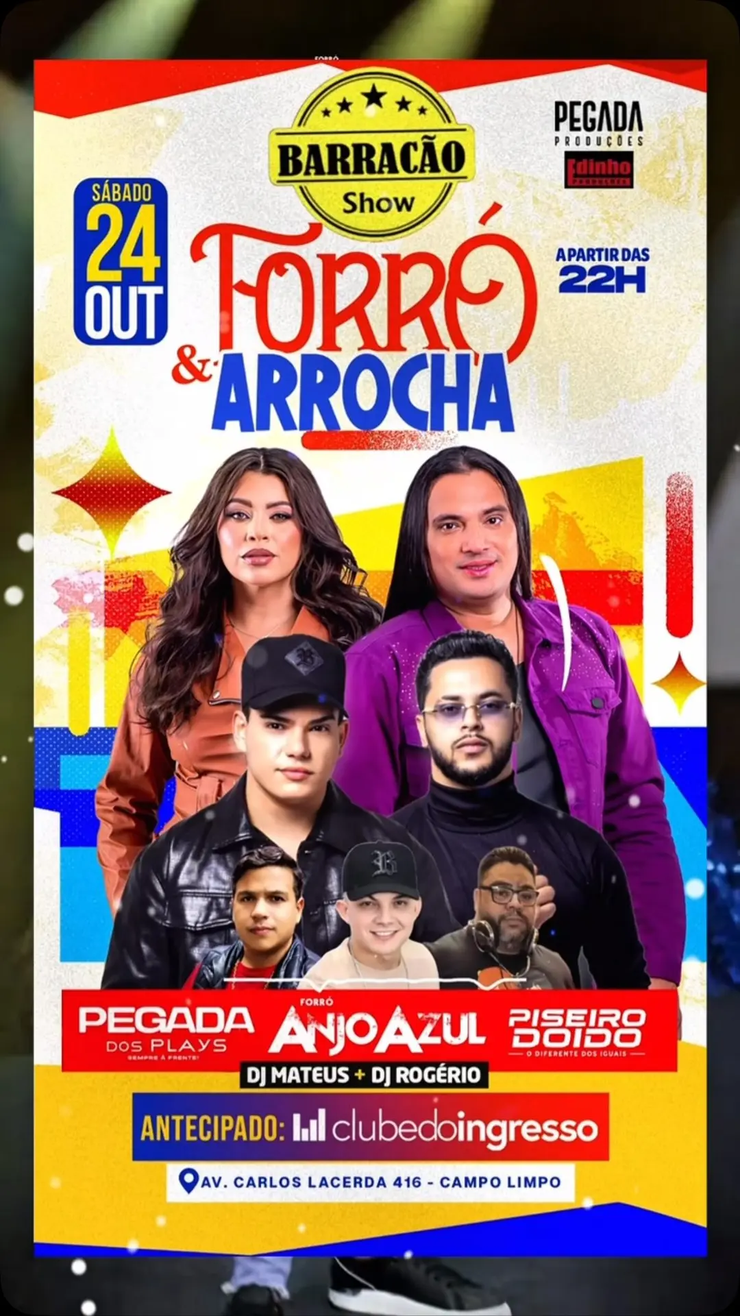 Flyer de Banda Anjo Azul e Piseiro Doido