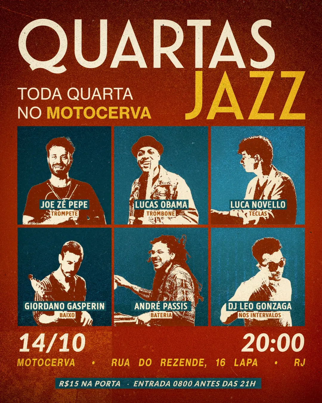 Flyer de Pepe & Passis, QuartasJazz e DJ Oleogonzaga