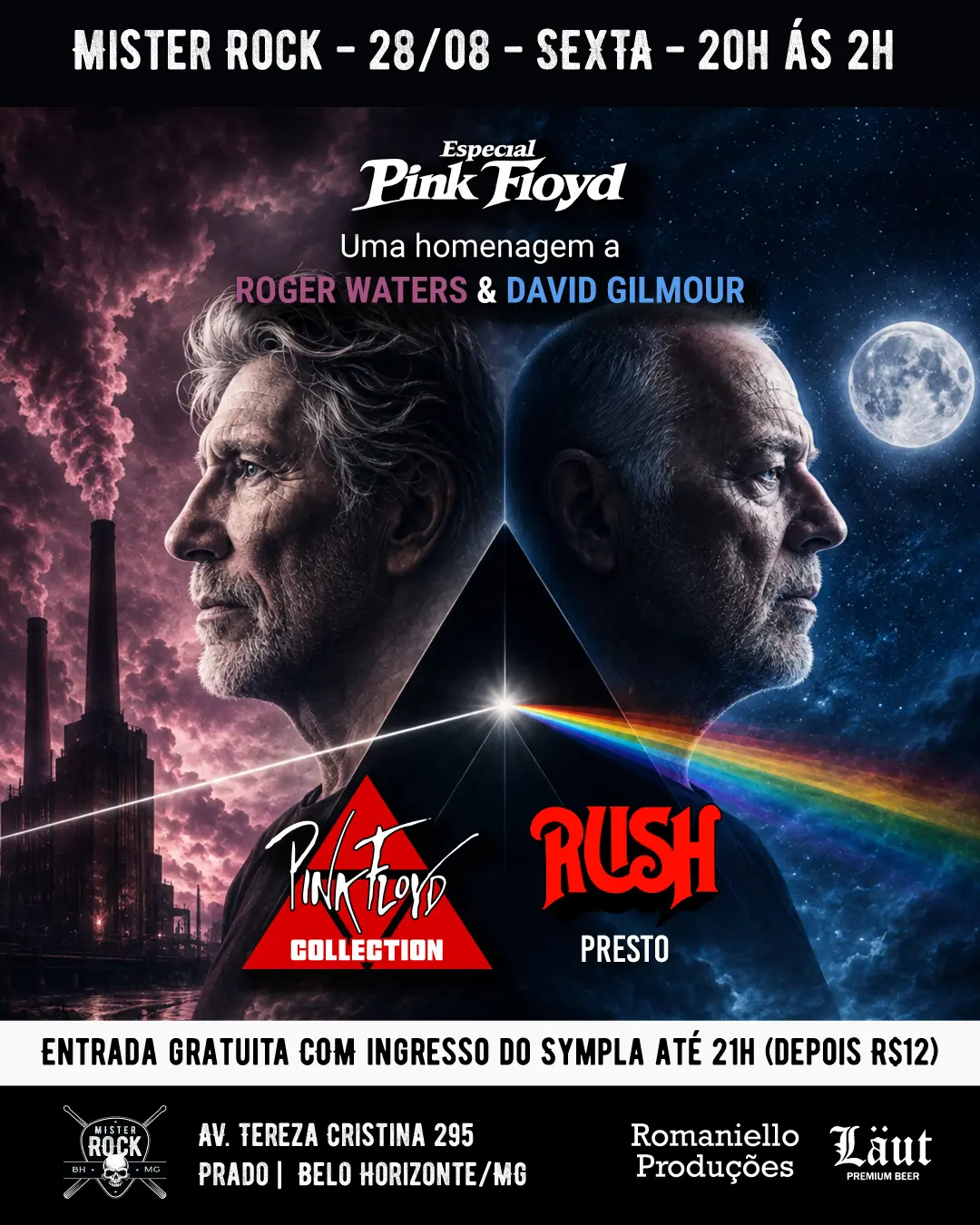 Flyer de The Pink Floyd Collection e Presto