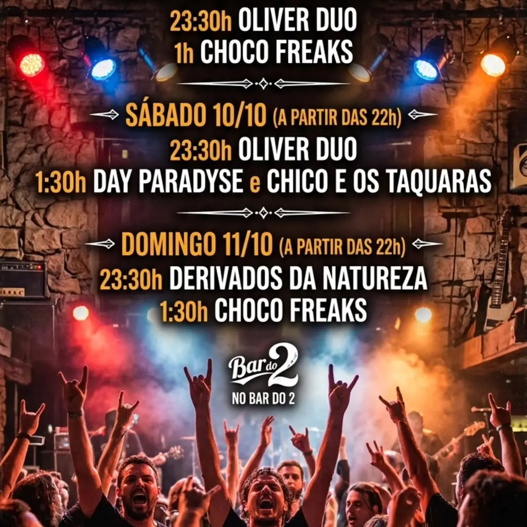 Flyer de Banda Chico e os Taquaras, Chokofreaks e mais 1 artista