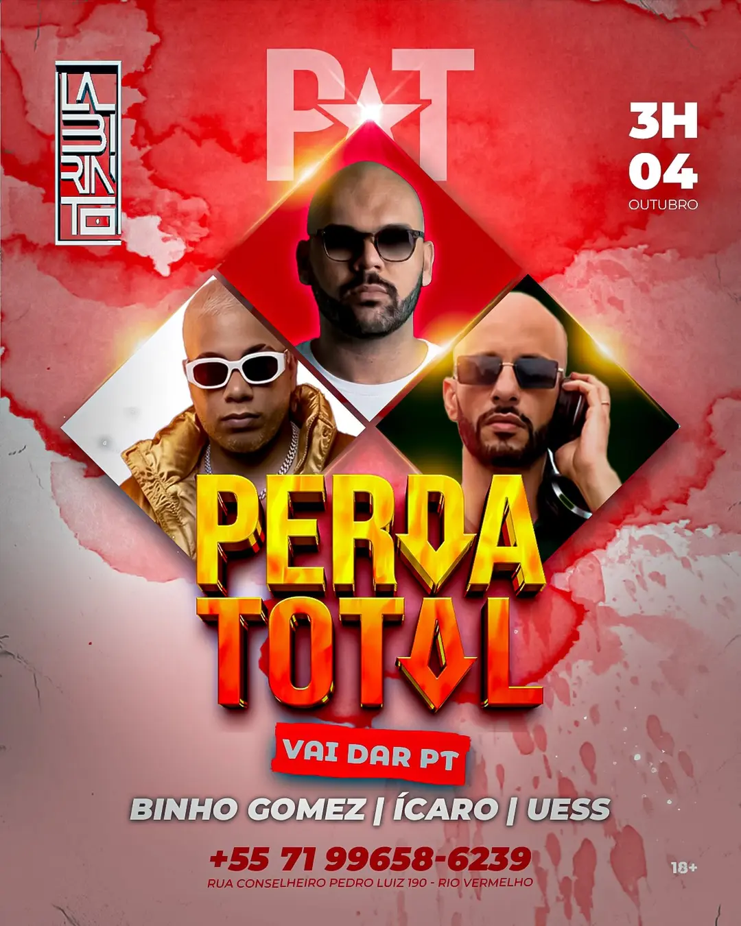 Flyer de Ícaro Vasquez, Uess e Binho Gomez