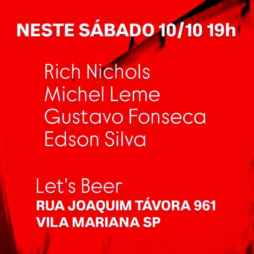 Flyer de Michel Leme, Gustavo Fonseca e mais 3 artistas